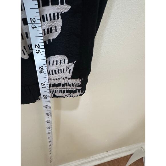 Anthropologie The Odells Sz L Black Printed Jogger Pants Womens Pull On Pants - Picture 6 of 8